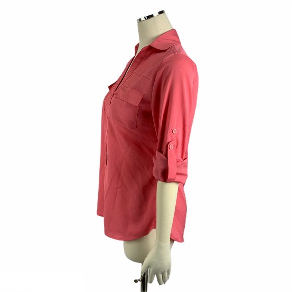 New York & Company Small Pink Blouse Button Front - Picture 3 of 7